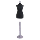 Display Guru Female Uk Size 12/14 Dressmakers Tailors Dummy Mannequin , Black Torso Bust with Silver Wood Round Base